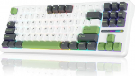 AULA F87 mehaaniline m&auml;nguklaviatuur, 2.4G/Type-C/BT5.0 mehaaniline traadita klaviatuur viie kihilise polstriga, RGB taustvalgustus, Hot-Swap, QWERTY, traadita TKL kreemjas klaviatuur (valge ja roheline)