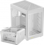 GAMDIAS NESO P1 Dual Chamber Full-Tower EATX arvutim&auml;ngukapp, 2-Way Setup Modular Design, t&auml;ispanoraamne Touch-Open karastatud klaaspaneel, suurep&auml;rane kaablijuhtimine ja &otilde;huvool, Type-C Ready, valge