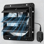 High-Speed Wandmontierter Dachbodenventilator, 618 ~ 3327 CFM mit Thermostat, leiser K&uuml;hlung, Abluftventilator mit automaatseltem Verschluss f&uuml;r Keller, Schuppen und Dachboden, 35,6 cm