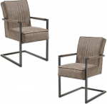 LINDA kiiktool 2 tk musta metallraamiga ja mikrokiudkattega, Taupe - mugav kiiktool s&ouml;&ouml;gituppa ja k&ouml;&ouml;ki - 51,5 x 92 x 70 cm (B x K x S)