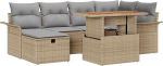 Rantry 7-teiliges Garten Sofa Set mit Kissen Beige Poly Rattan Gartenlounge Model3361245