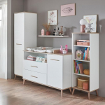 Lomadox Baby Room Set Changing Table Wall Shelf Cabinet Scandinavian Design White with Oak