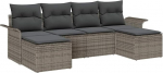 Rantry 6-teiliges Garten Sofa Set mit Kissen Grau Poly Rattan Gartenlounge Model3345469