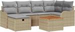 Rantry Model3359483 7-osaline aia diivan komplekt koos pehmendusega Beige Poly Rattan 2-kohaline aia diivan koos pehmendusega Beige Poly Rattan Garden Lounge