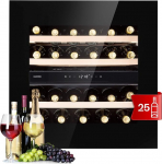 Klarstein Built-in Wine Fridge, Small Drinks Refrigerator, Narrow, 2 Zone Wine Fridge with Glass Door, Indoor/Outdoor Berry Safe, Fridge Small with LED Lights, 5-20&deg;C, 25 Bottles