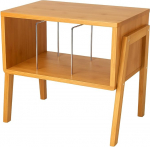 Bambusest virnastatav k&uuml;ljelaud Elutoa k&uuml;ljelaud Voodilaud Puidust plaadim&auml;ngija stend koos plaadihoidlaga 33 45RPM vin&uuml;&uuml;l LP albumite jaoks - Magamistoas hoiustamine