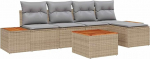 6-teiliges Garten Sofa Set mit Kissen Beige Poly Rattan Akazie Gartenlounge Model3348071