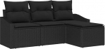 4-teiliges Garten-Sofa-Set mit Kissen aus schwarzem Poly-Rattan Gartenlounge Model3346673