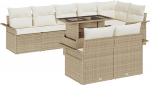 9-teiliges Garten-Sofaset mit Kissen Beige Poly-Rattan Gartenlounge Model3348307