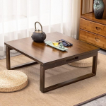 Multifunktionaler Tisch aus Bambus, zusammenklappbar, madal, mit klappbaren Beinen, f&uuml;r Haushalt, Kinder, Kunst und Essen, Braun, 70 x 70 x 28,5 cm