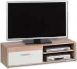 Stella Trading Gemma Lowboard in Sonoma Oak Look, White Simple TV Board with Lots of Storage Space for Your Living Room, 120 x 32 x 38 cm