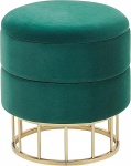 Elgin Velvet Pouf with Storage Space Dark Green/Gold
