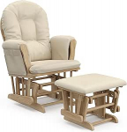 Storkcraft Premium Hoop Glider & Ottoman (Natural/Beige) - GREENGUARD Gold Certified Nursery Glider, Solid Wood Craft, Smooth Nursery Chair and Ottoman, Award Winning
