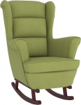 vidaXL Rocking Chair with Solid Wood Rubber Legs, Relaxing Chair, Swing Chair, Upholstered Chair, Light Green, Velvet