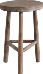 Wooden Stool Rustic Brown Tripod Small Stool Rustic Shelf in Country House Style