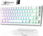 MAMBASNAKE x Attack Shark X68HE mehaaniline klaviatuur kiire p&auml;&auml;stiku magnetl&uuml;litiga, 0.01mm reguleeritav k&auml;ivitus, 60% juhtmega m&auml;nguklaviatuur koos spiraalkaabliga, 8KHz, SOCD (valge kontuur)