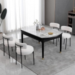 AISALL S&ouml;&ouml;gitooli komplekt 4 tooliga koos seljatoega, k&ouml;&ouml;gitoolide raam mustast metallist, polsterdatud tool, kaasaegne retro disain toolid k&ouml;&ouml;ki, s&ouml;&ouml;gituppa, valge