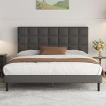 Yocreat polsterdatud voodi 180 x 200 cm kaheinimesevoodi, voodiraam koos peaosa ja liistudega, k&otilde;rgus 30 cm voodiraam, tumehall
