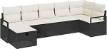 Rantry 7-Teiliges Garten Sofa Set mit Kissen Schwarz Poly Rattan Gartenlounge Model3360528