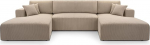 FurniShop24 nurgadiivan magamisfunktsiooniga ja voodikastiga - nurgadiivan U-kujuline kokkupandav diivanvoodi elutuppa Minimalistliku disainiga nurgadiivan Como U Cappuccino diivanvoodi