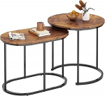 DlandHome pikenduslauad 2 Pack Industrial Style kohvilaud lakitud elutoa k&uuml;ljelaud metallist alusega must pruun