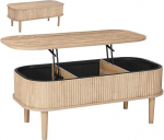 VEVOR Lift Top Coffee Table 100 cm, Rustika kohvilaud varjatud hoiukambriga, ovaalne t&otilde;stetava lauaplaadiga elutuppa, kontorisse, koju, elutoa lauale, diivanilauale, naturaalne puit, keskaegne