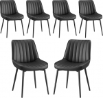 COLAMY s&ouml;&ouml;gitoolide 6-kohaline komplekt Tehniline kangas - polsterdatud toolid s&ouml;&ouml;gituppa ja k&ouml;&ouml;ki, metalljalad, paks istmepadi ja libisemiskindlad jalad, mustad.