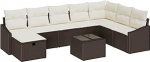 Rantry 9-teiliges Garten-Sofa-Set mit Kissen aus braunem Poly-Rattan Gartenlounge Model3359337