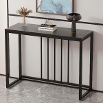 Schmale Konsolentische f&uuml;r Flur und Eingangsbereich, Ablage hinter dem Sofa, Marmor-Spiegel-Display, moderner Eingangstisch, moderner Konsolentisch mit Holzplatte und Metallgestell, schmaler