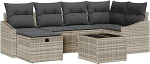 Rantry 7-teiliges Garten Sofa Set mit Kissen Hellgrau Poly Rattan Gartenlounge Model3360623