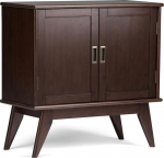 Simpli Home Draper Mid Century Solid Hardwood Low Storage Cabinet, Medium, Auburn Brown