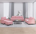 Gecheer 4-TLG. Sofagarnitur mit Kissen Rosa Samt, Moderne Couch Polstersofa f&uuml;r Wohnzimmer Schlafzimmer Spielzimmer3201489