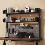 Yahbrra raamaturiiul, v&auml;ike klammerdatav laua peal olev riiul: &uuml;hiselamu, kodu, 3-tasandiline kontor, arvuti, laua aksessuaarid, organiseerija, reguleeritav hoiuriiul (must, 80 x 95 cm)