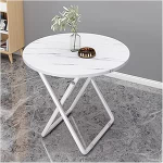 Kaasaskantav &uuml;mmargune kokkupandav laud metallkinnitusega ja marmorist lauaplaadiga, ideaalne v&auml;ikestesse ruumidesse ja v&auml;litingimustes s&ouml;&ouml;miseks (suurus: 70cm, v&auml;rv 1)