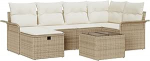 Rantry 7 osaliges Garten Sofa Set mit Kissen Beige Poly Rattan Gartenlounge Model3358890