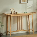 LUNAIZHUO Schmaler, Langer Konsolentisch, Konsolentisch mit Handgewebter Sitzfl&auml;che im Chinesischen Stil, F&uuml;r Flur, Wohnzimmer, Foyer, Arbeitszimmer und Teestube(Yellow)