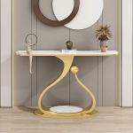 Moderner Konsolentisch im Landhausstil aus der Mitte des Jahrhunderts - 47,2 Zoll schmaler Akzenttisch mit Marmorplatte f&uuml;r Wohnzimmer, Flur und Foyer - Stilvolles, stabiles Eingangsm&ouml;bel mi