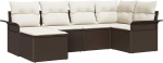 6-teiliges Garten-Sofa-Set mit Kissen in Braun aus Poly-Rattan, 2-Sitzer Garten-Sofa mit Stauraum & Kissen in Braun aus Poly-Rattan Gartenlounge Model3354097