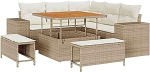 8-teiliges Garten Sofa Set mit Kissen Beige Poly Rattan Akazie Gartenlounge Model3363946