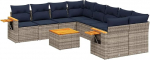 Garten-Sofagarnitur Set Grau PE-Rattan Ecksofa & Mittelsofa mit Akazienholztisch - Outdoor Sitzgruppe f&uuml;r Terrasse und Innenhof Model3226670