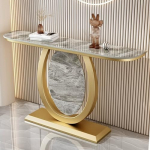 Konsolentisch, schmaler Sofatisch, Eingangstisch aus Schiefer, hinter dem Couchtisch, Langer moderner Akzenttisch, f&uuml;r Eingang, Wohnzimmer, Foyer (Gold-D, 100 cm)