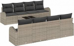 Gartensofa-Set mit Speicher mit Kissen 9 tk Grau Poly-Rattan Gartenm&ouml;bel Model3354638