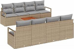 Gartensofa-komplekt 9 tk Beige und Hellgrau Poly-Rattan Gartenm&ouml;bel Model3356348