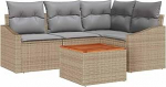 Gartensofa-Set mit Kissen 5 tk Beige Poly-Rattan Gartenm&ouml;bel Model3347826