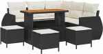 Gartensofa-Set mit Kissen 9 tk Schwarz und Creme Poly-Rattan Gartenm&ouml;bel Model3363830