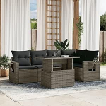 Garten-Sofagarnitur Ecksofa & Mittelsofa Set - PE-Rattan Grau, 62x62x69 cm - f&uuml;r Terrasse und Innenhof Model3267890