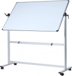 VIZ-PRO Mobile Whiteboard / Double-Sided Magnetic Whiteboard with Aluminium Frame, White 1200 x 900 mm