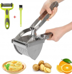 HOTLIKE Stainless Steel Potato Ricer, Spaetzle Press Set, Professional Spaetzle Chef with Brush, Peeler, Potato Squeezer Press Ricer for Mashed Potatoes, Fruit Juices, Vegetable Porridge, Puree