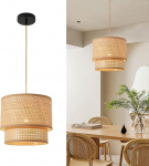 Rotangist rippvalgusti s&ouml;&ouml;gilaud - Vintage Boho rippvalgusti l&auml;bim&otilde;&otilde;t 29 cm rotangist lambivarju E27 rippvalgusti elutuppa magamistuppa s&ouml;&ouml;gituppa esikusse k&ouml;&ouml;ki - Pruun