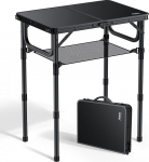 Anbte Aluminium Camping Table, Garden Table with 3 Heights, Foldable Camping Table, Black